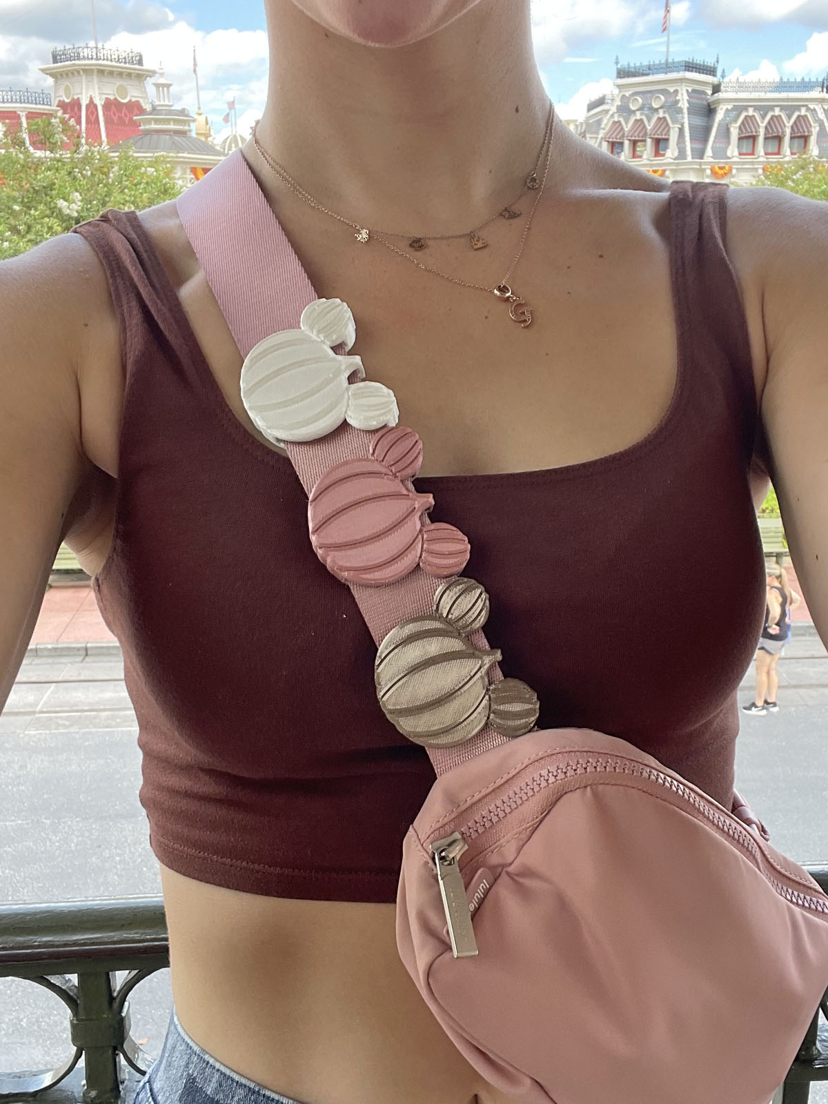 Neutral Pumpkin Mouse 3pc Belt and Bag Charm Set