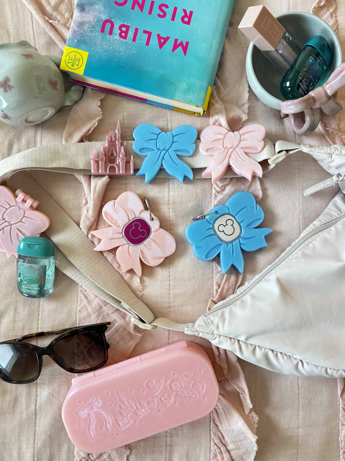 Pink Bow or Blue Bow Belt and Bag Charm