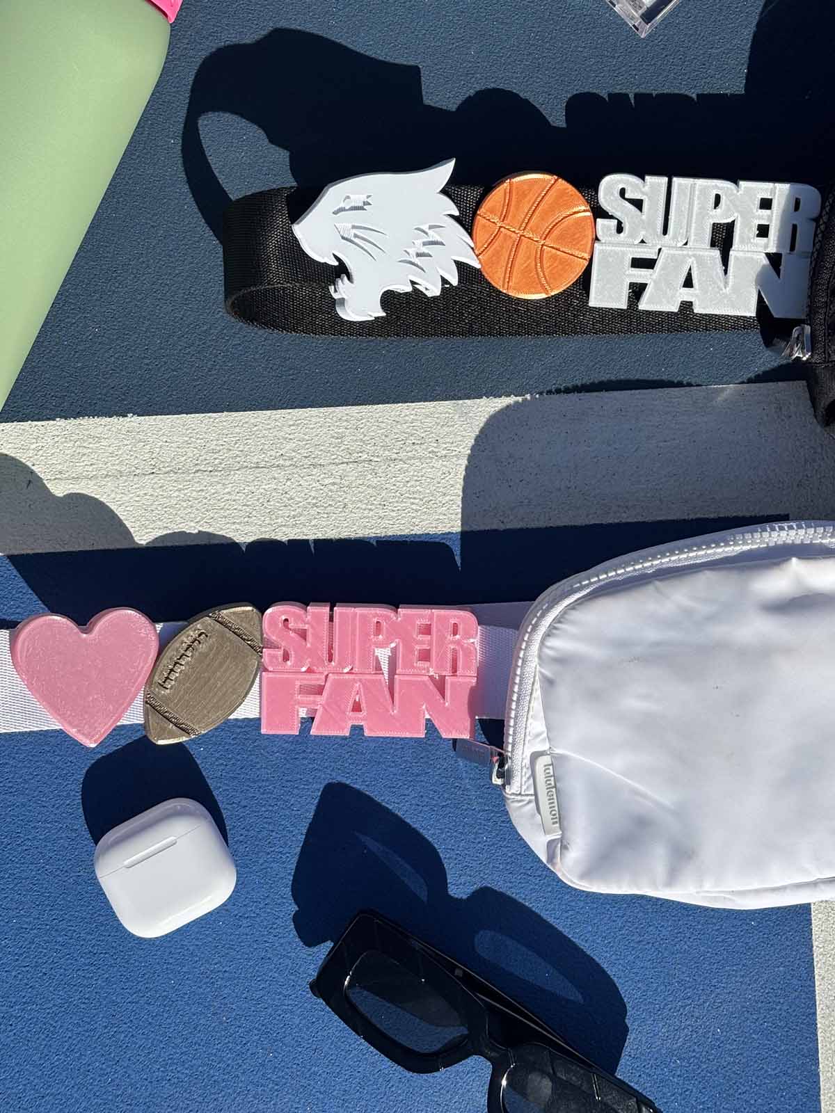 Customizable Stacked Varsity Belt and Bag Charm