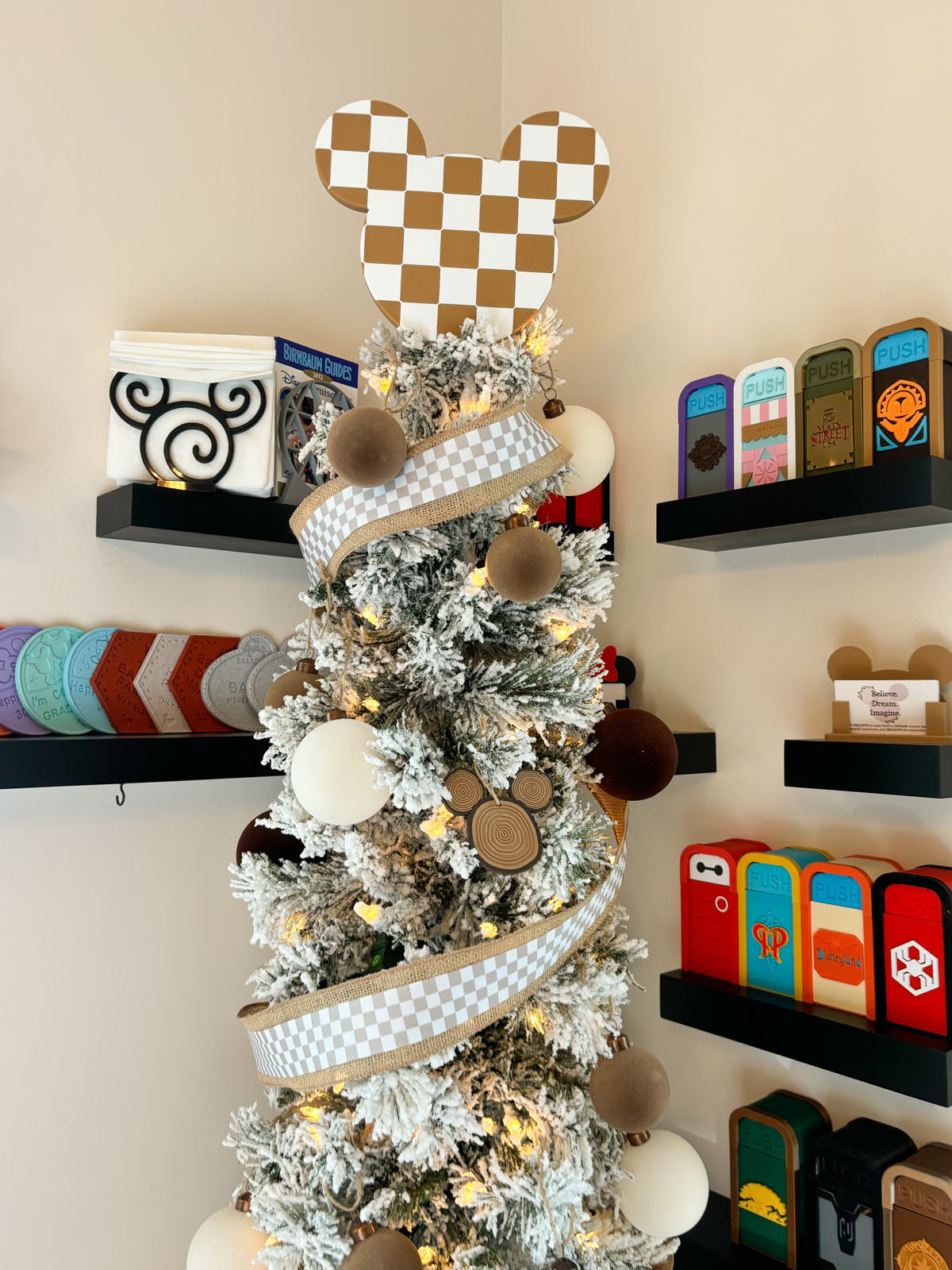 Checkered Mouse Head Christmas Tree Topper