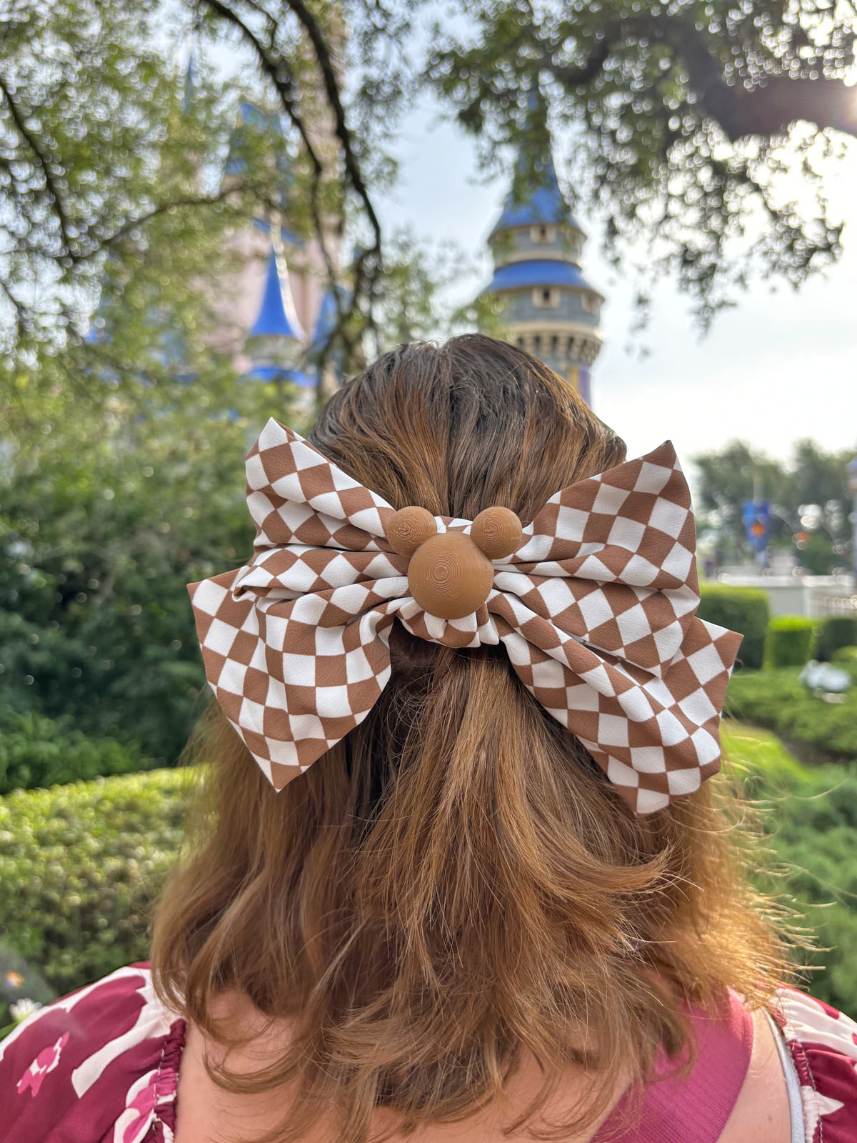 Brown Checkered Hair Bow - CLEARANCE
