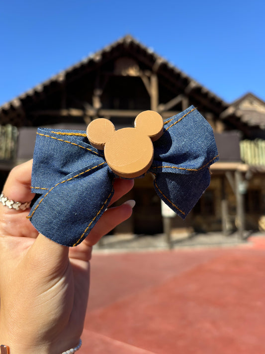 Do As Dreamers Do Mini Denim Hair Bow - CLEARANCE