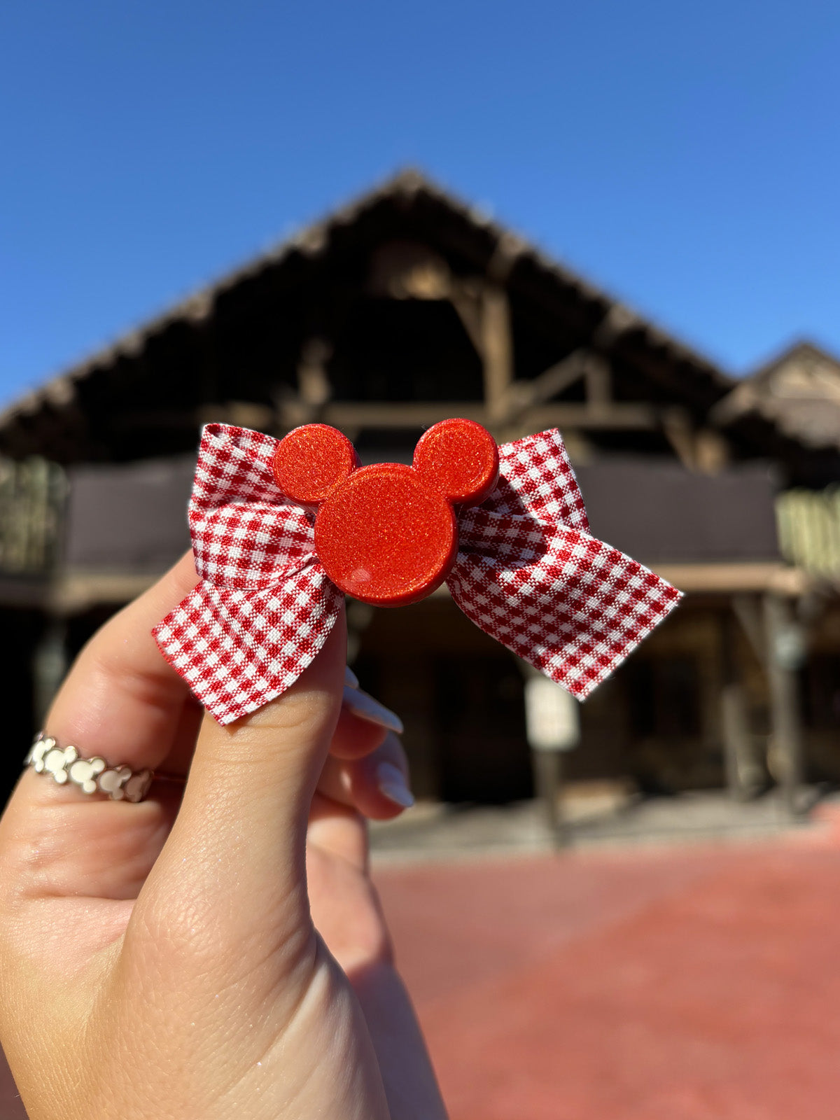 Do As Dreamers Do Pair Extra-Mini Red Gingham Hair Bows - CLEARANCE