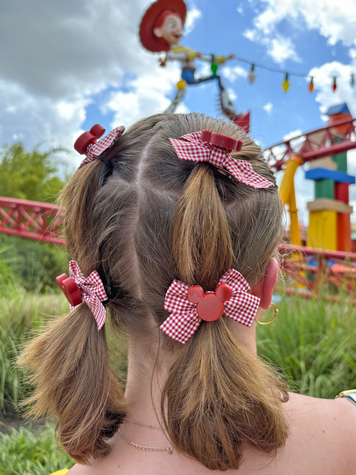 Do As Dreamers Do Pair Extra-Mini Red Gingham Hair Bows - CLEARANCE