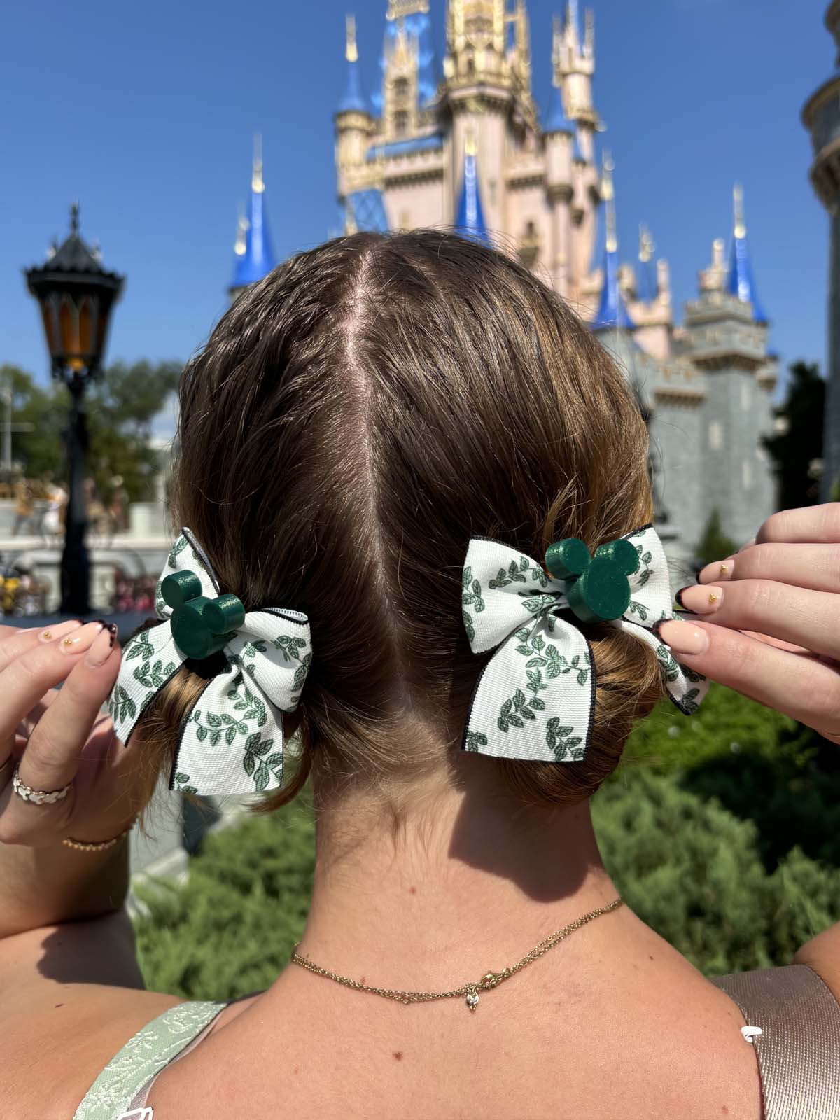 Do As Dreamers Do Green Floral Mini Hair Bow