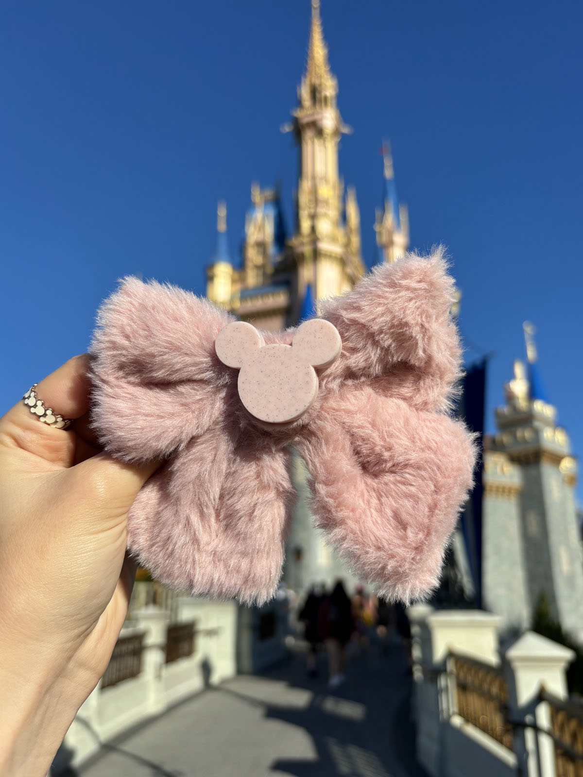 Do As Dreamers Do Cream/Pink Fuzzy Hair Bow - CLEARANCE