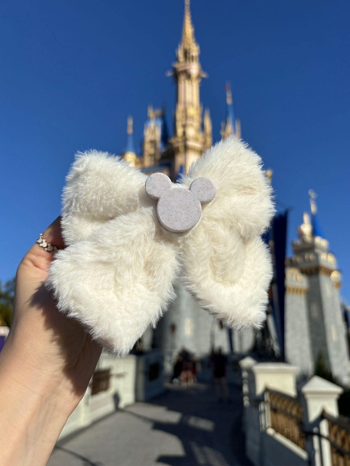 Do As Dreamers Do Cream/Pink Fuzzy Hair Bow - CLEARANCE