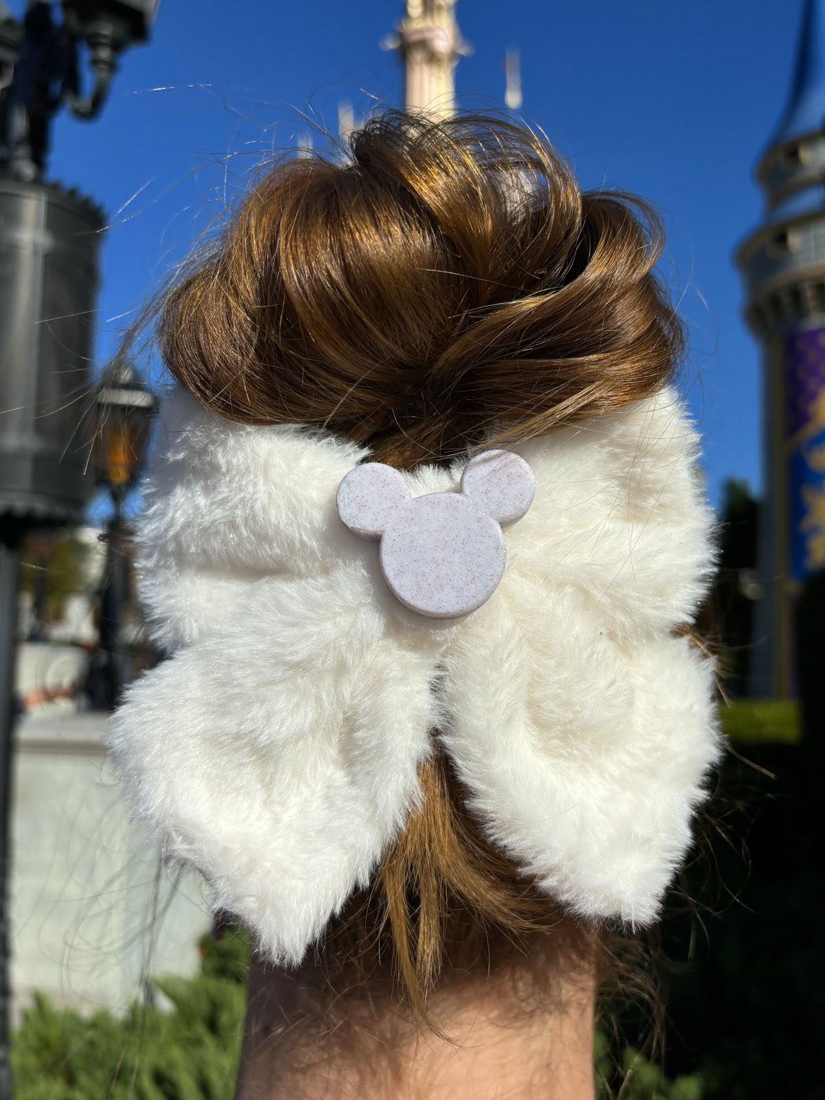 Do As Dreamers Do Cream/Pink Fuzzy Hair Bow - CLEARANCE