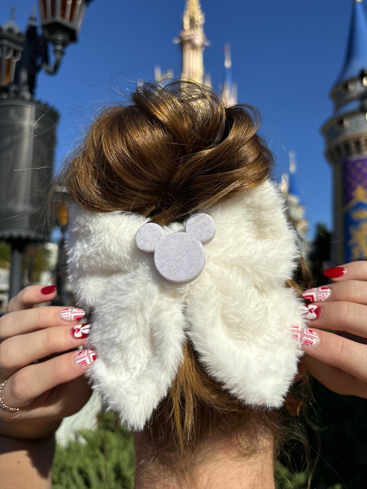 Do As Dreamers Do Cream/Pink Fuzzy Hair Bow - CLEARANCE