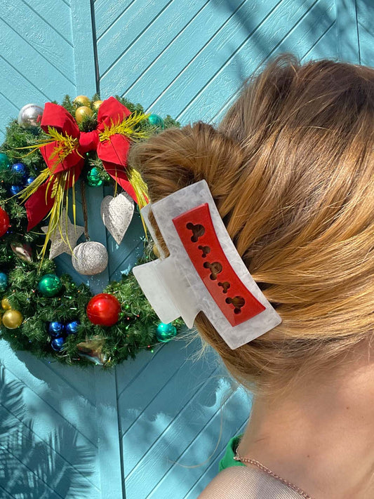 Do As Dreamers Do Pearl White with Red & Green Christmas Claw Clip