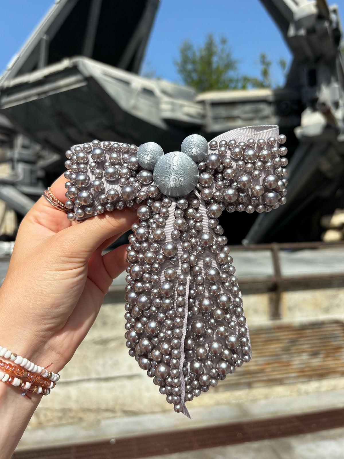 Do As Dreamers Do Silver Pearly Princess Bow