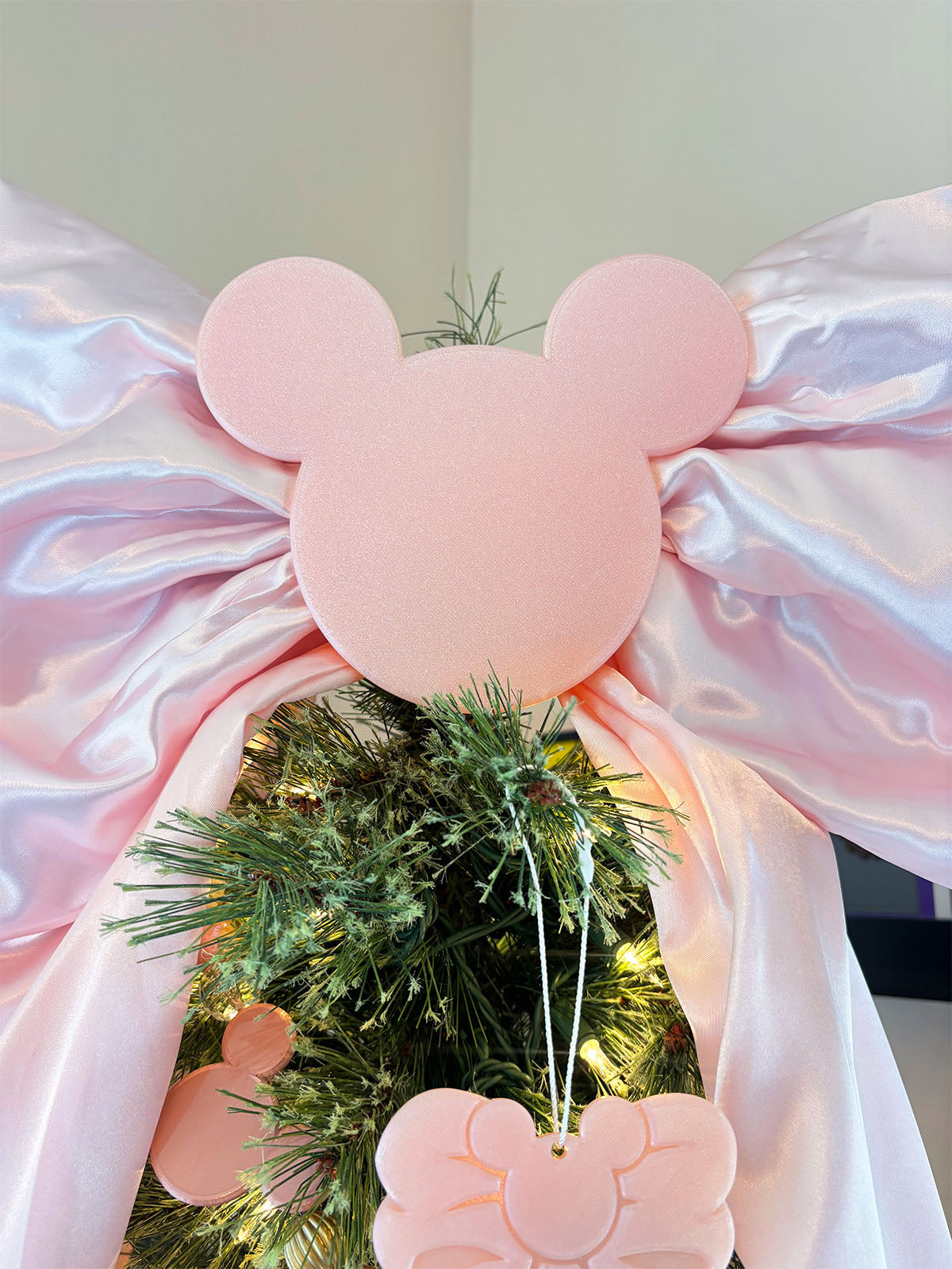 Pink Mouse Bow Tree Topper