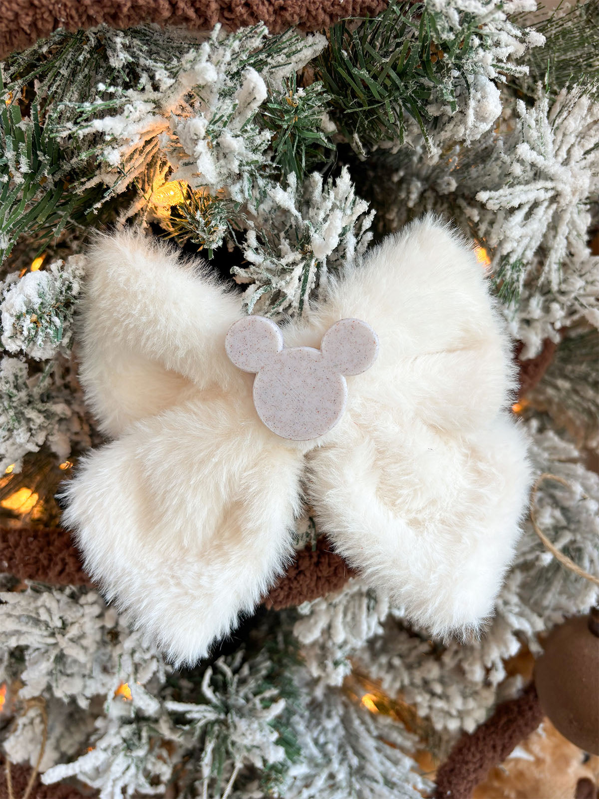 Do As Dreamers Do Cream/Pink Fuzzy Hair Bow - CLEARANCE