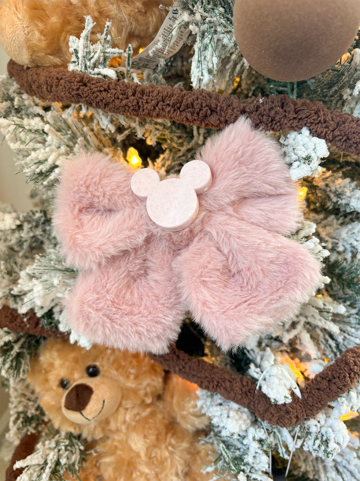 Do As Dreamers Do Cream/Pink Fuzzy Hair Bow - CLEARANCE