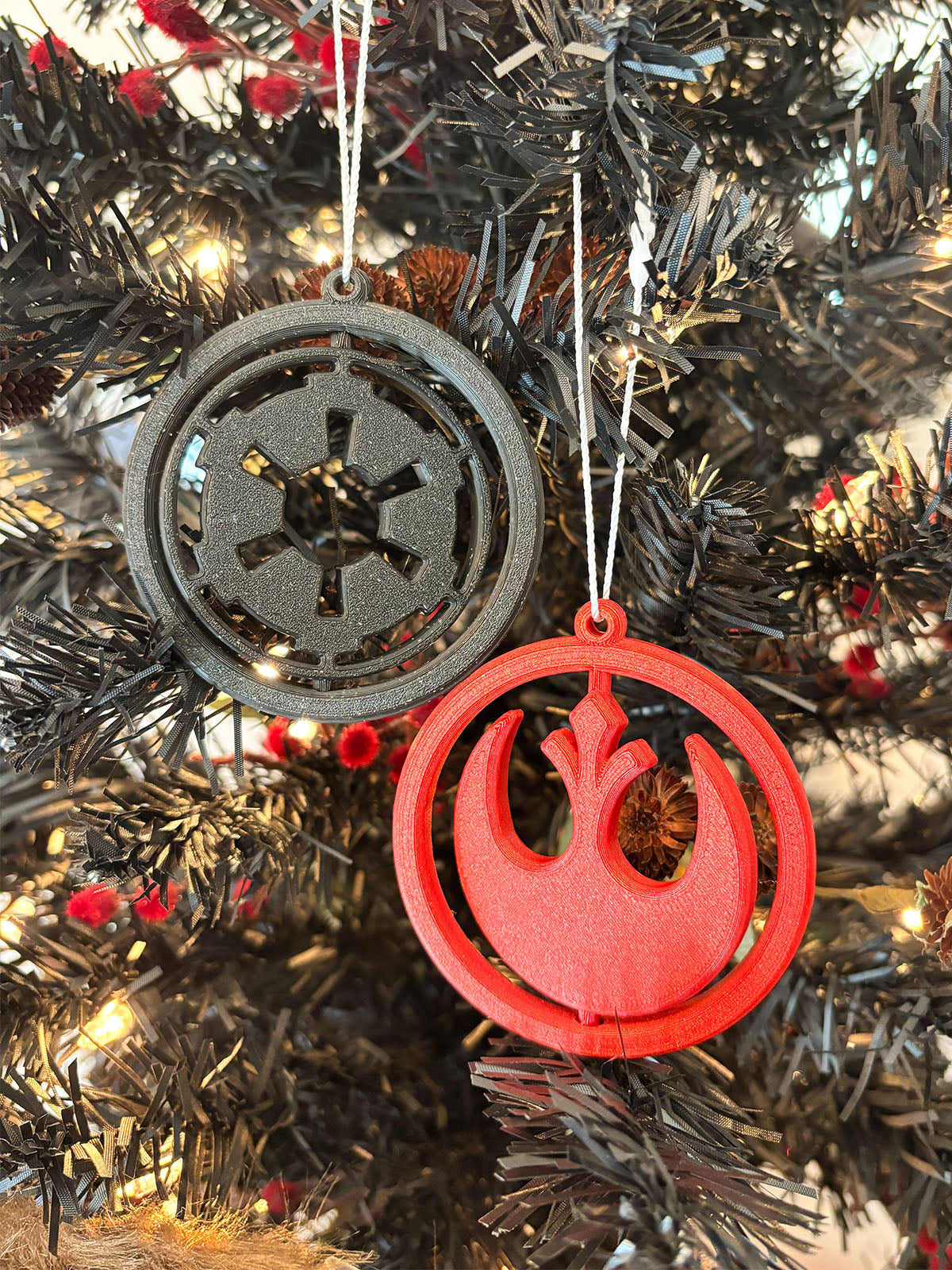 Spinning Rebel and Empire Ornaments