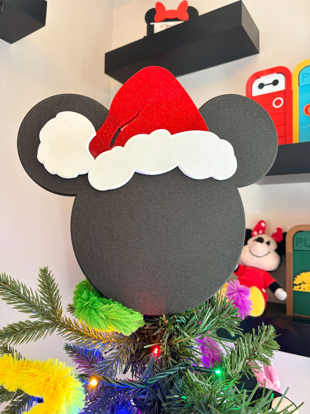 Classic Mouse Christmas Tree Topper with optional hat/bow