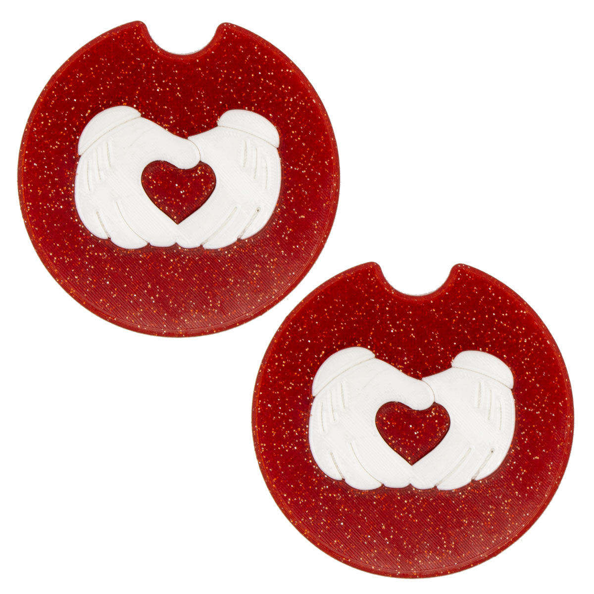 Hand Heart Car Coasters - Set of 2