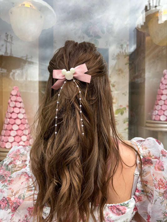 Do As Dreamers Do Mini Pink Pearl Drop Hair Bow