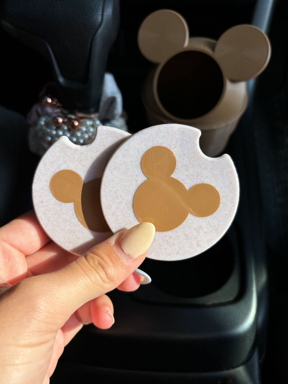 Mouse Head Car Coasters - Set of 2