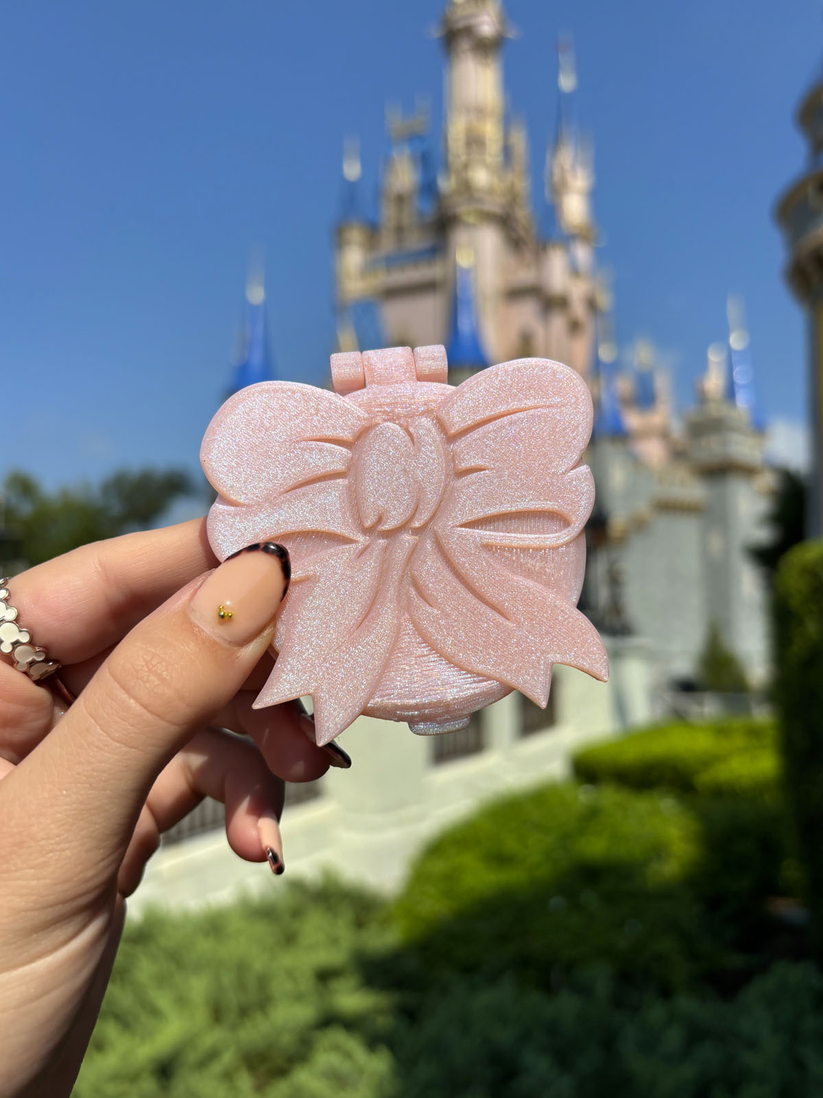 Blush Bow Compact Mirror