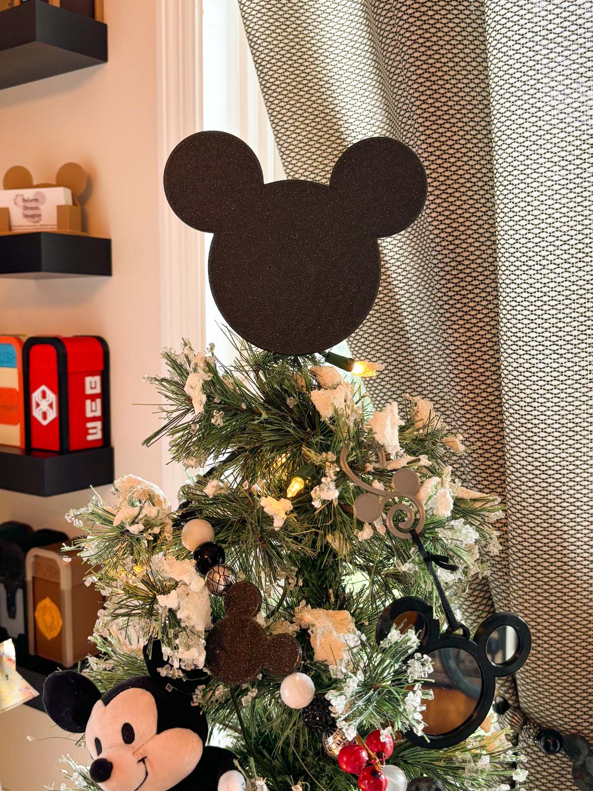 Classic Mouse Christmas Tree Topper with optional hat/bow