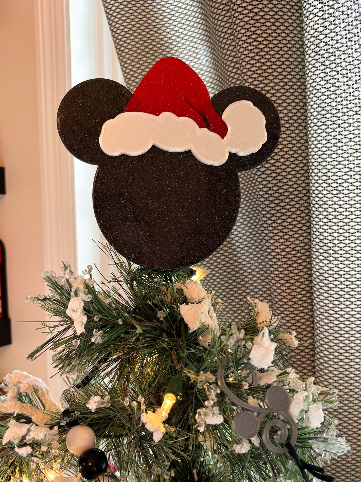 Classic Mouse Christmas Tree Topper with optional hat/bow