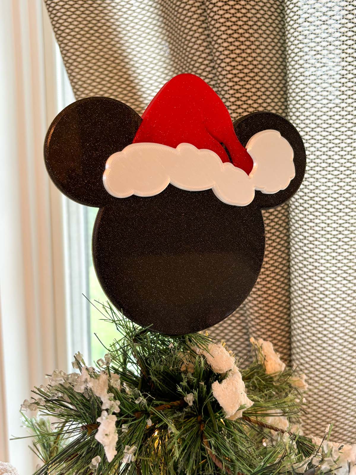 Classic Mouse Christmas Tree Topper with optional hat/bow