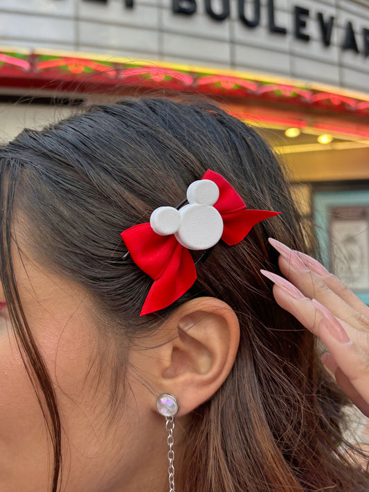 Mini Red and White Bow Pair - CLEARANCE