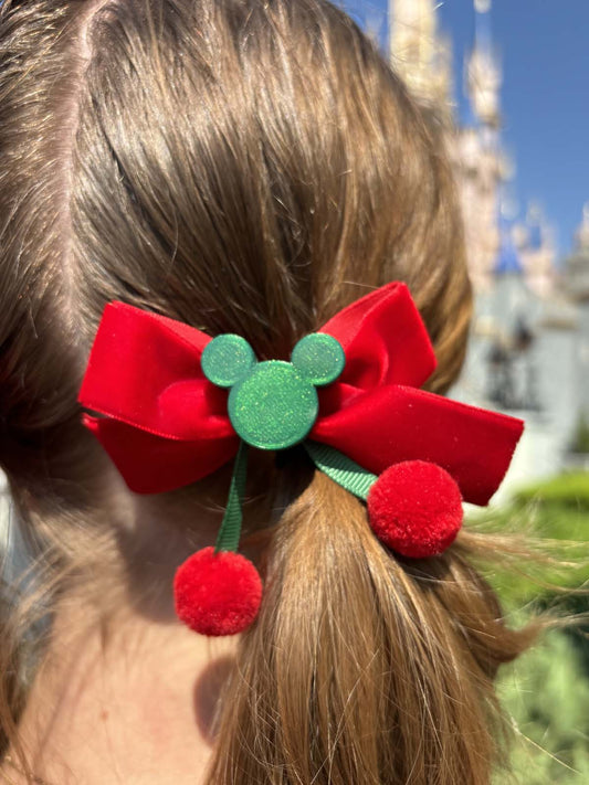 Do As Dreamers Do Christmas Cherries Mini Hair Bow