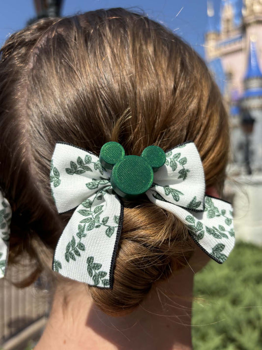 Do As Dreamers Do Green Floral Mini Hair Bow