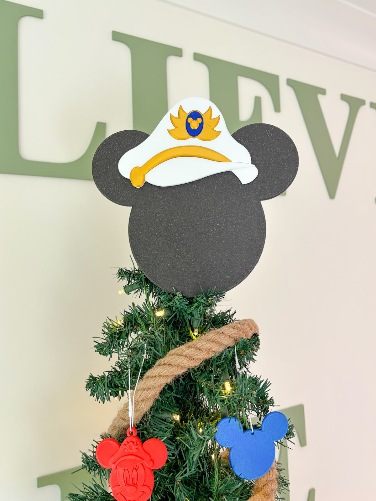 Classic Mouse Christmas Tree Topper with optional bow/hat