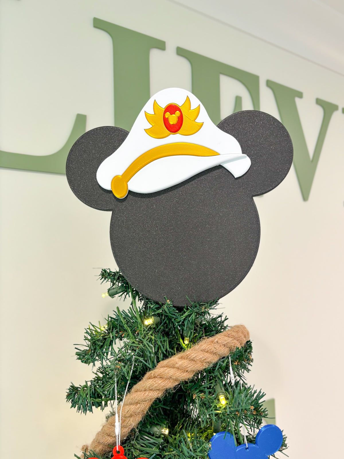 Classic Mouse Christmas Tree Topper with optional bow/hat