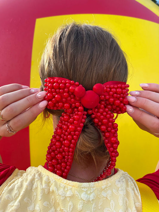 Do As Dreamers Do Red Pearly Princess Bow