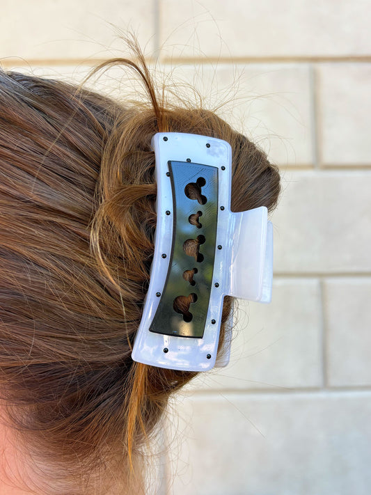 White Polka Dot Claw Clip