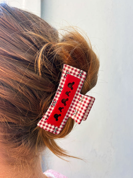 Red Gingham Claw Clip