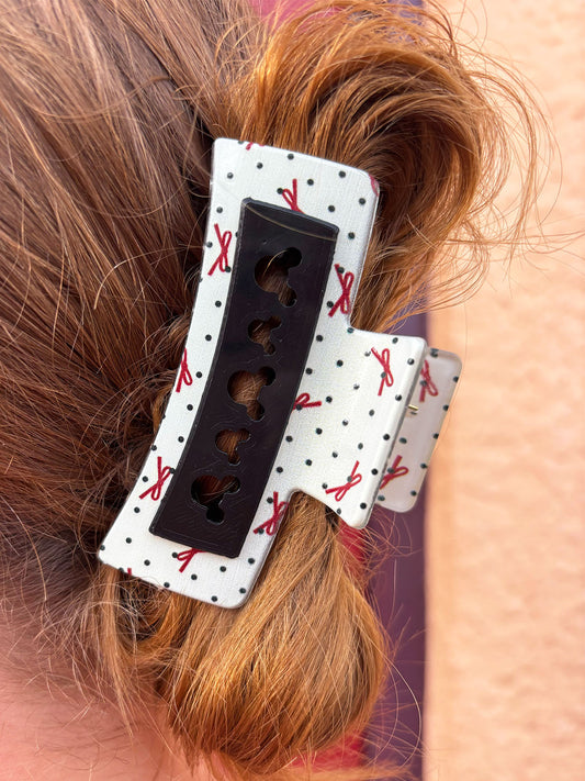 Polka Dots & Bows Claw Clip