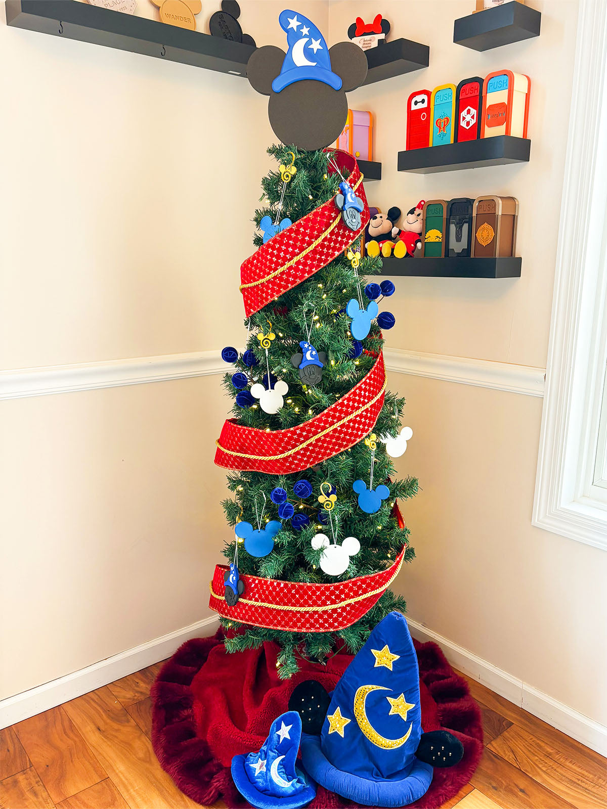 Classic Mouse Christmas Tree Topper with optional hat/bow