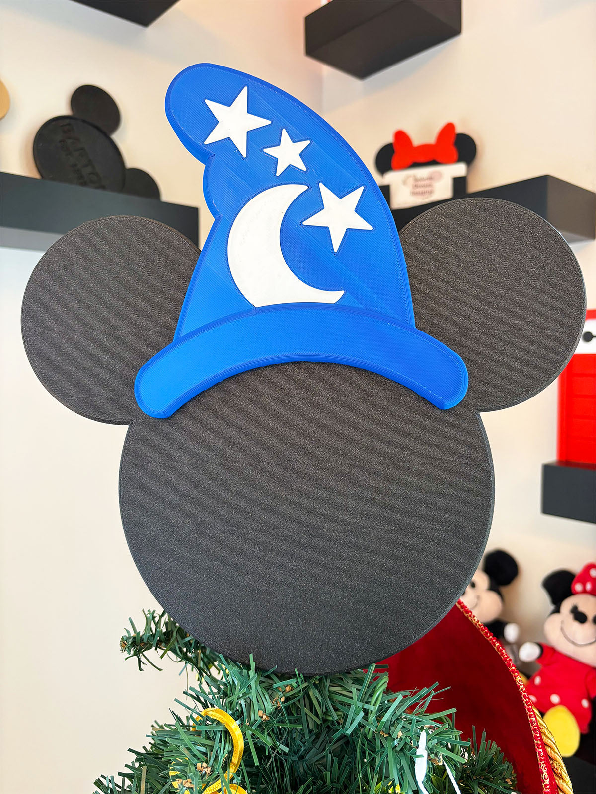 Classic Mouse Christmas Tree Topper with optional hat/bow