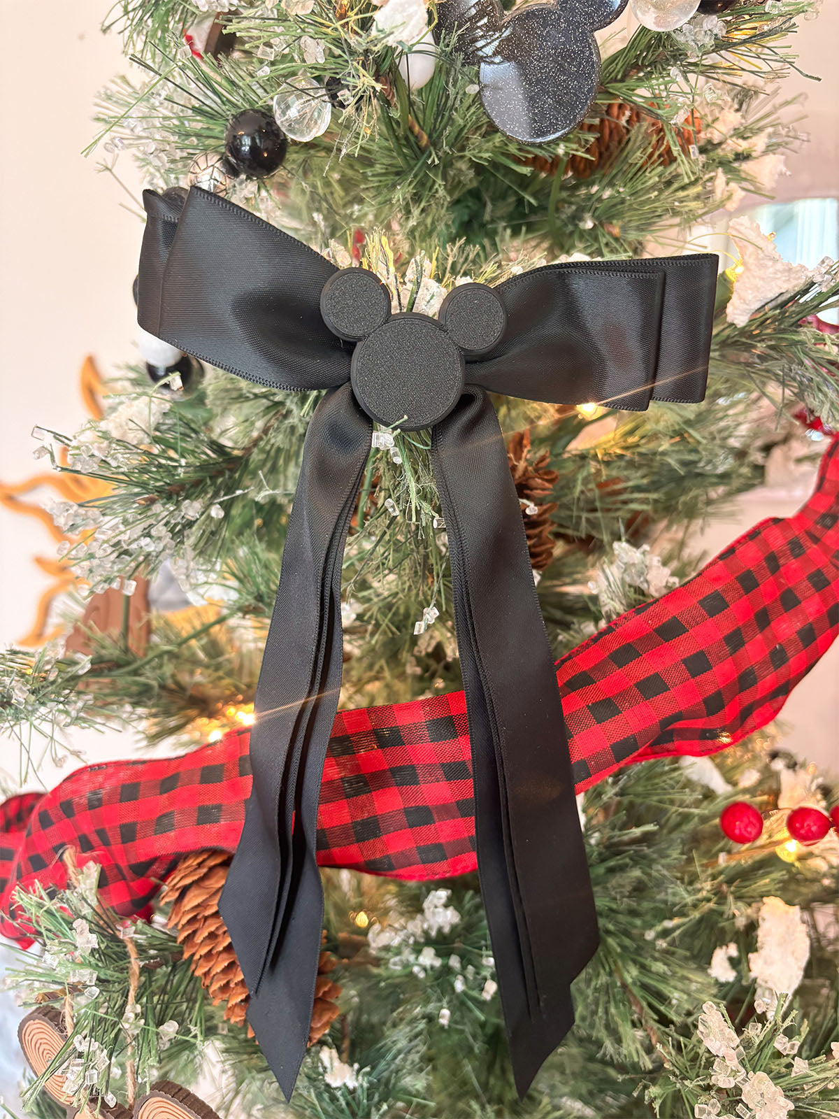 Set of 3 Black Mouse Bow Tree Clips
