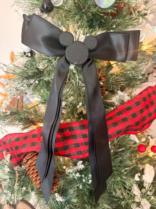 Set of 3 Black Mouse Bow Tree Clips