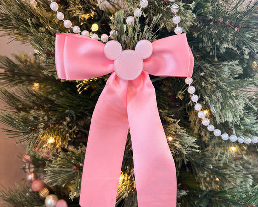 Set of 3 Pink Mouse Bow Tree Clips