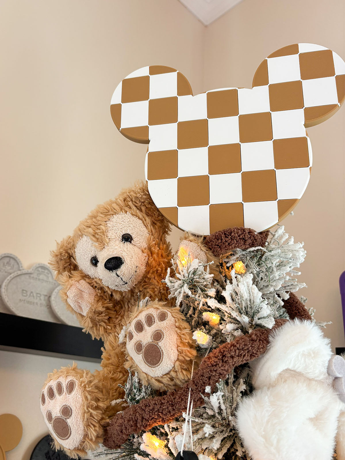 Checkered Mouse Head Christmas Tree Topper
