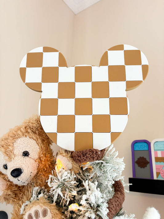 Checkered Mouse Head Christmas Tree Topper