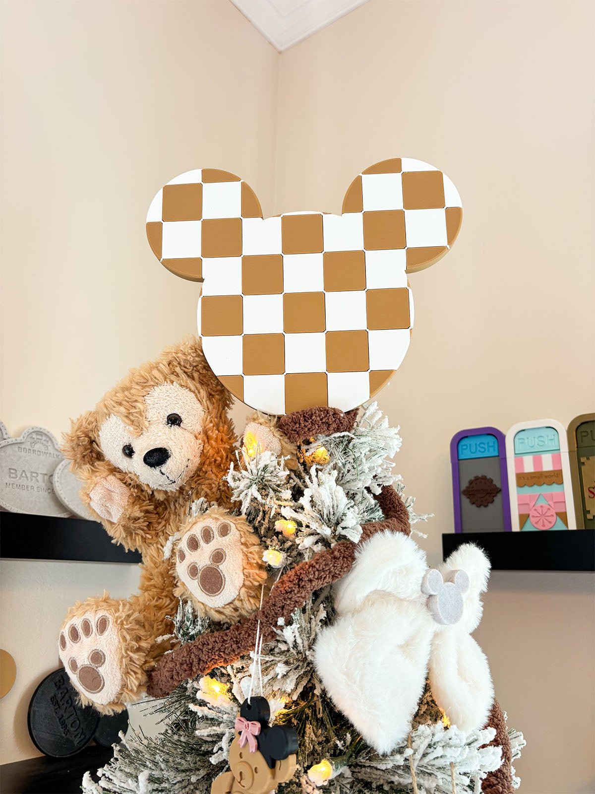 Checkered Mouse Head Christmas Tree Topper