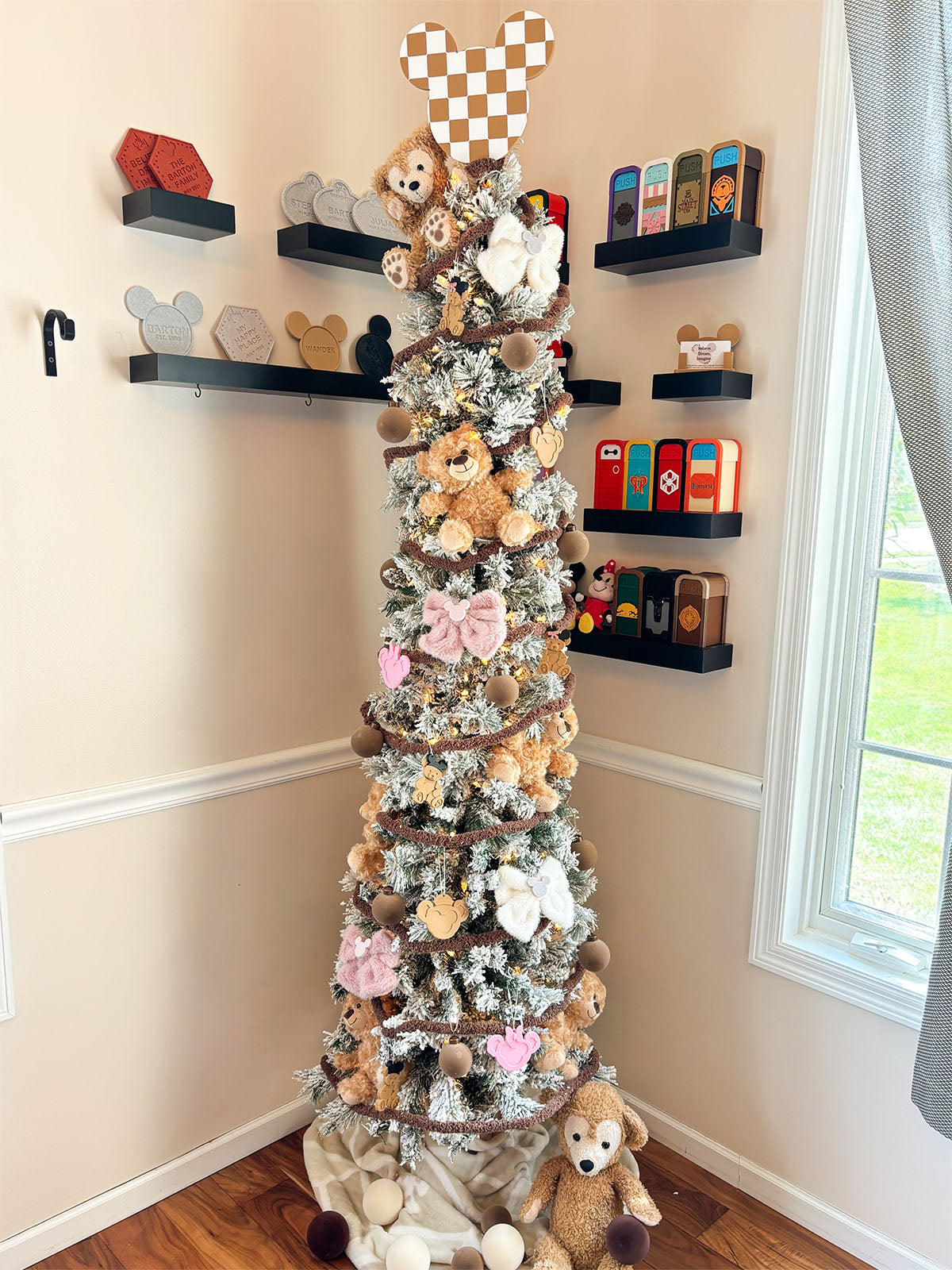 Checkered Mouse Head Christmas Tree Topper