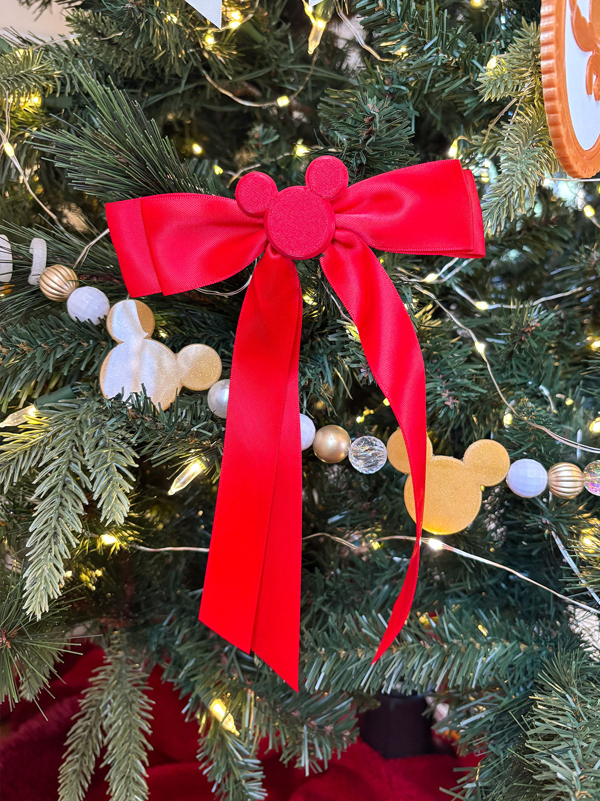 Set of 3 Red Mouse Bow Tree Clips