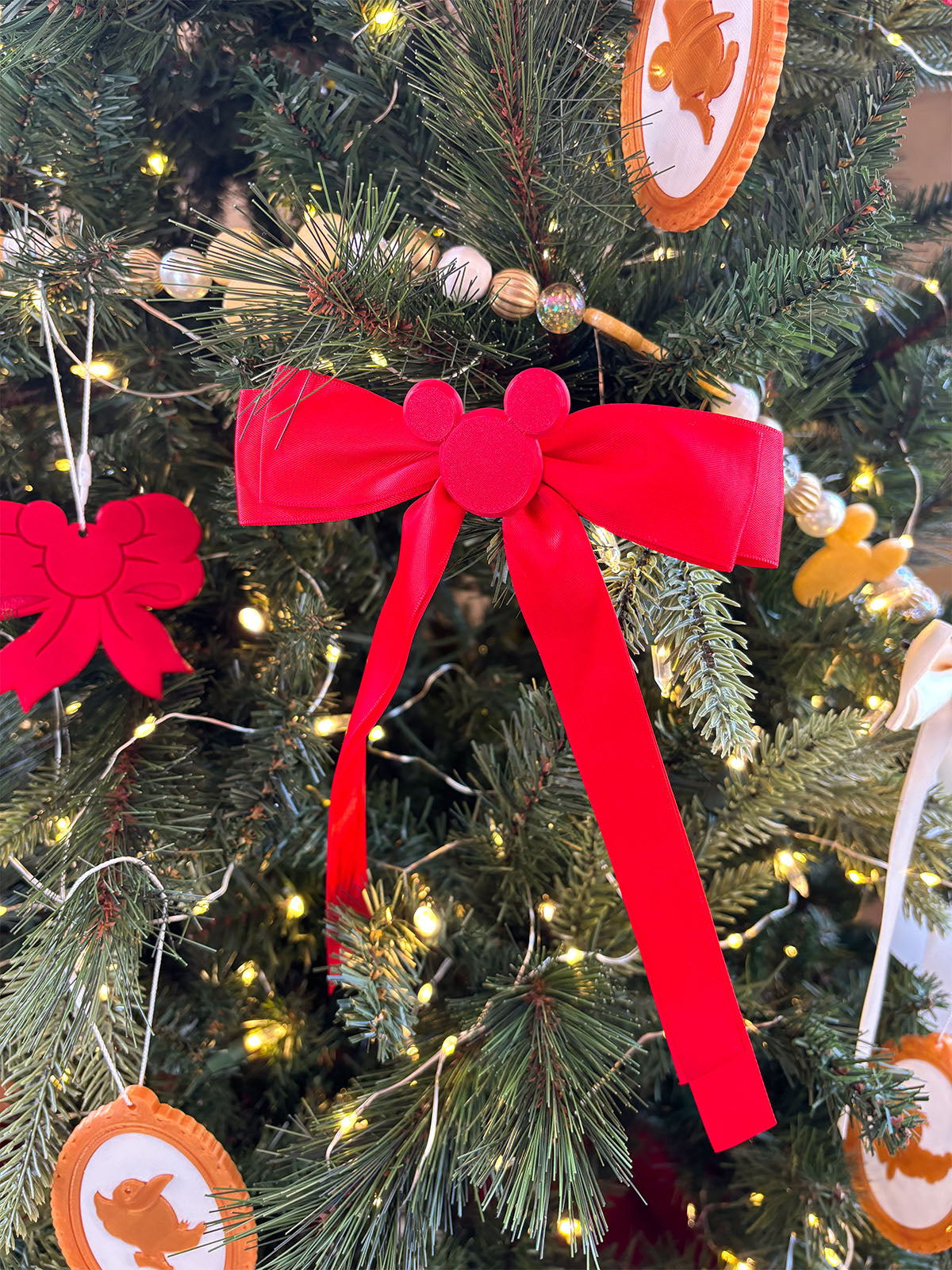 Set of 3 Red Mouse Bow Tree Clips