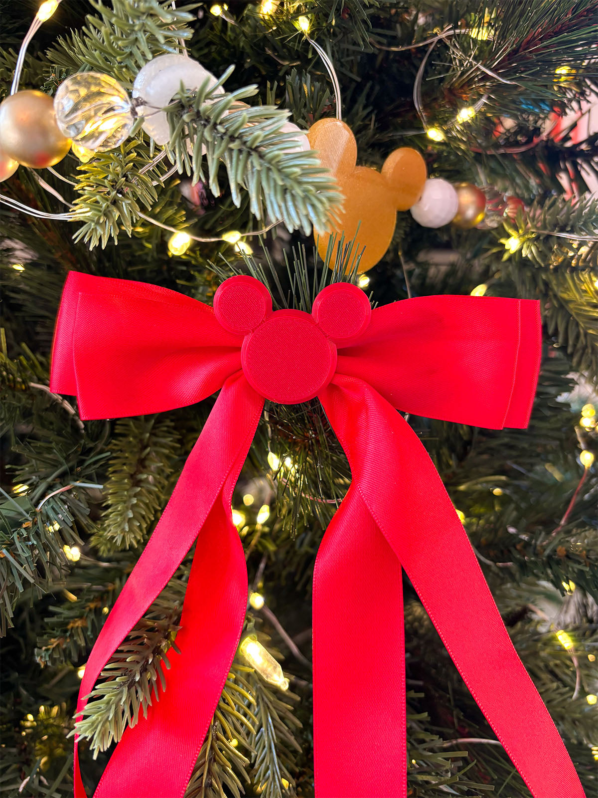 Set of 3 Red Mouse Bow Tree Clips