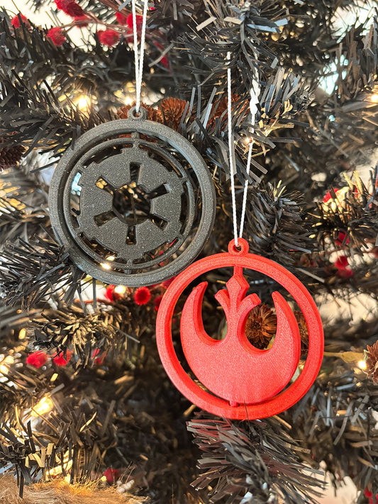 Spinning Rebel and Empire Ornaments