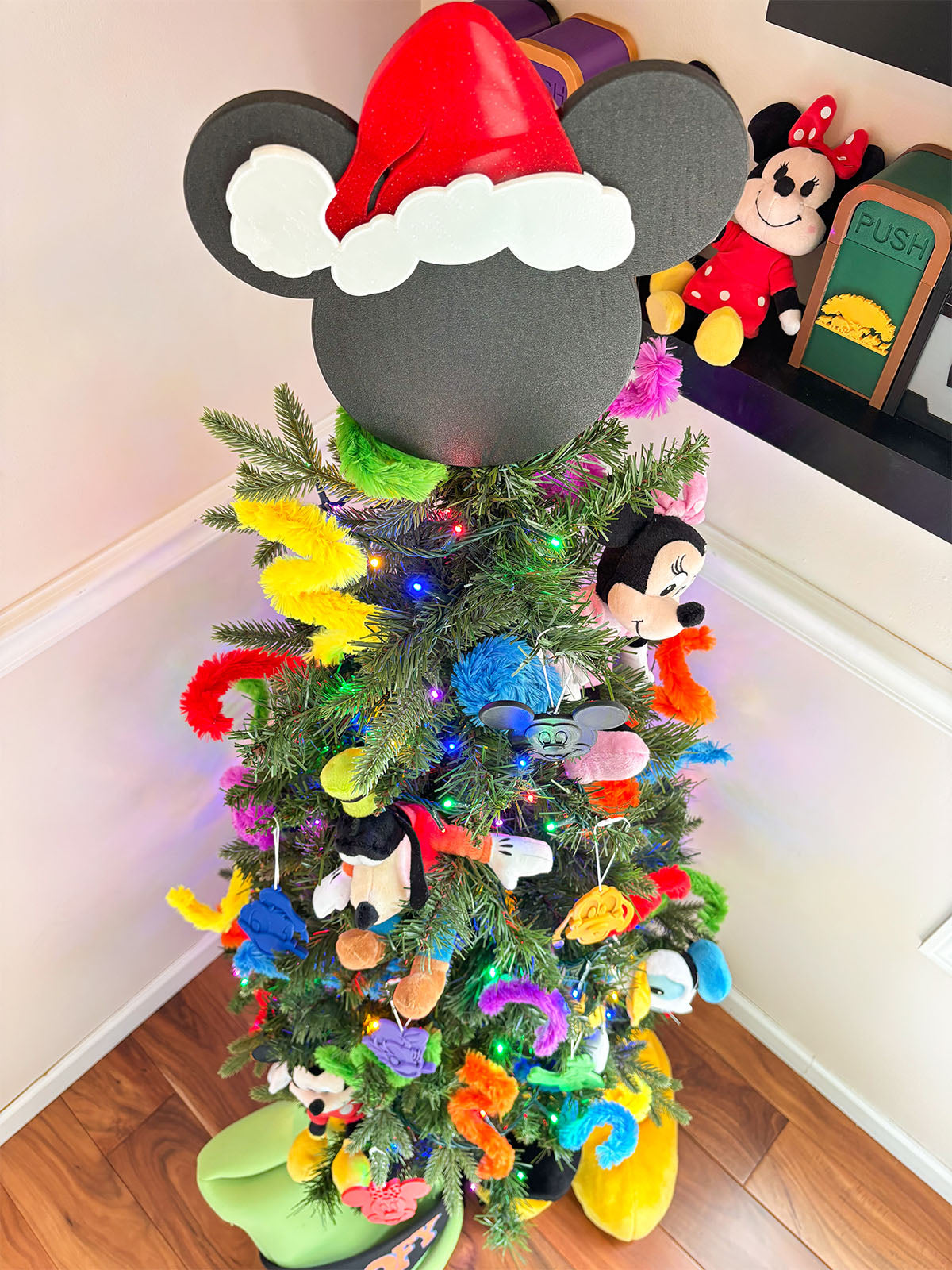 Classic Mouse Christmas Tree Topper with optional hat/bow